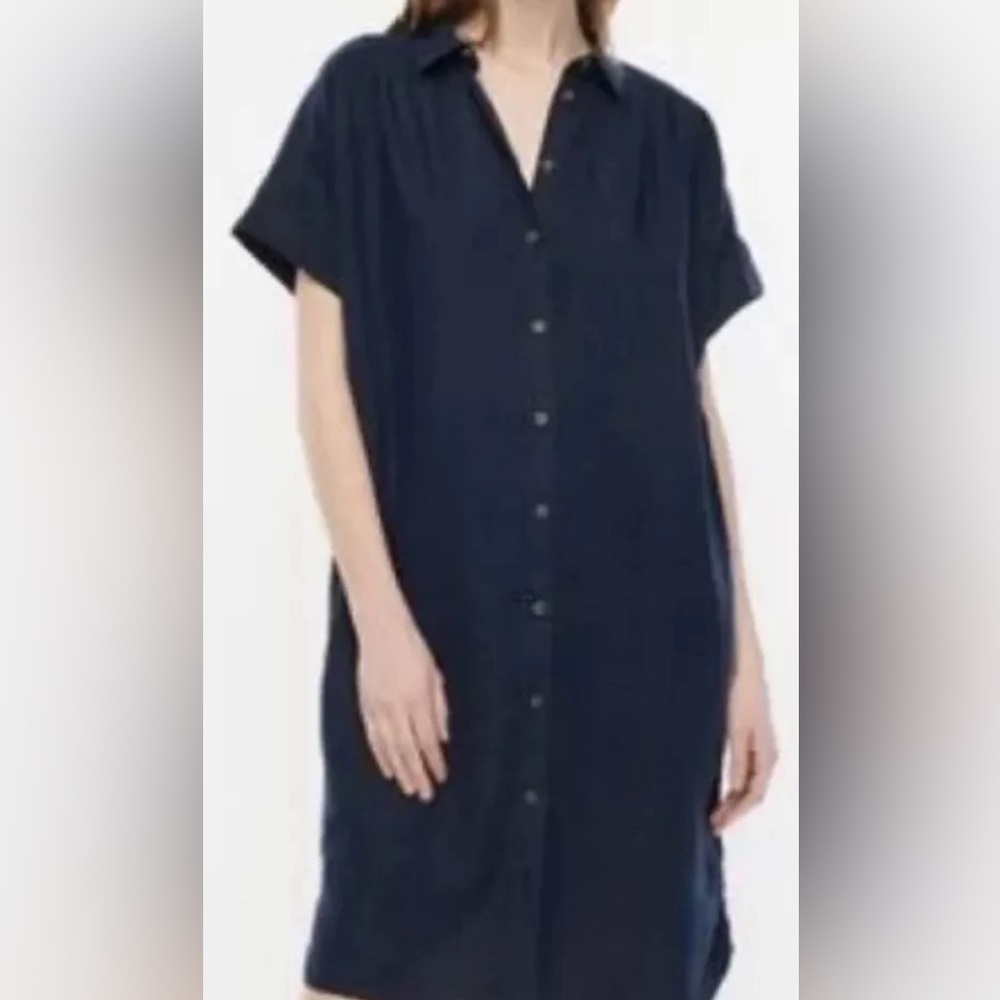 Baird Mcnutt for J. Crew Irish Linen Dress in navy blue